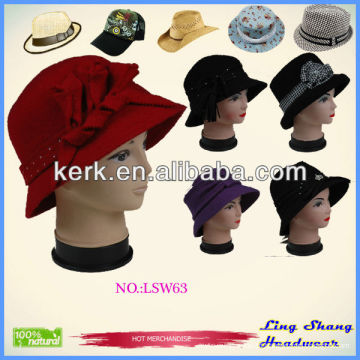 Mulheres estilo vintage menina Sólidos Trendy Wool Hat Chapéus elegantes das mulheres, LSW63